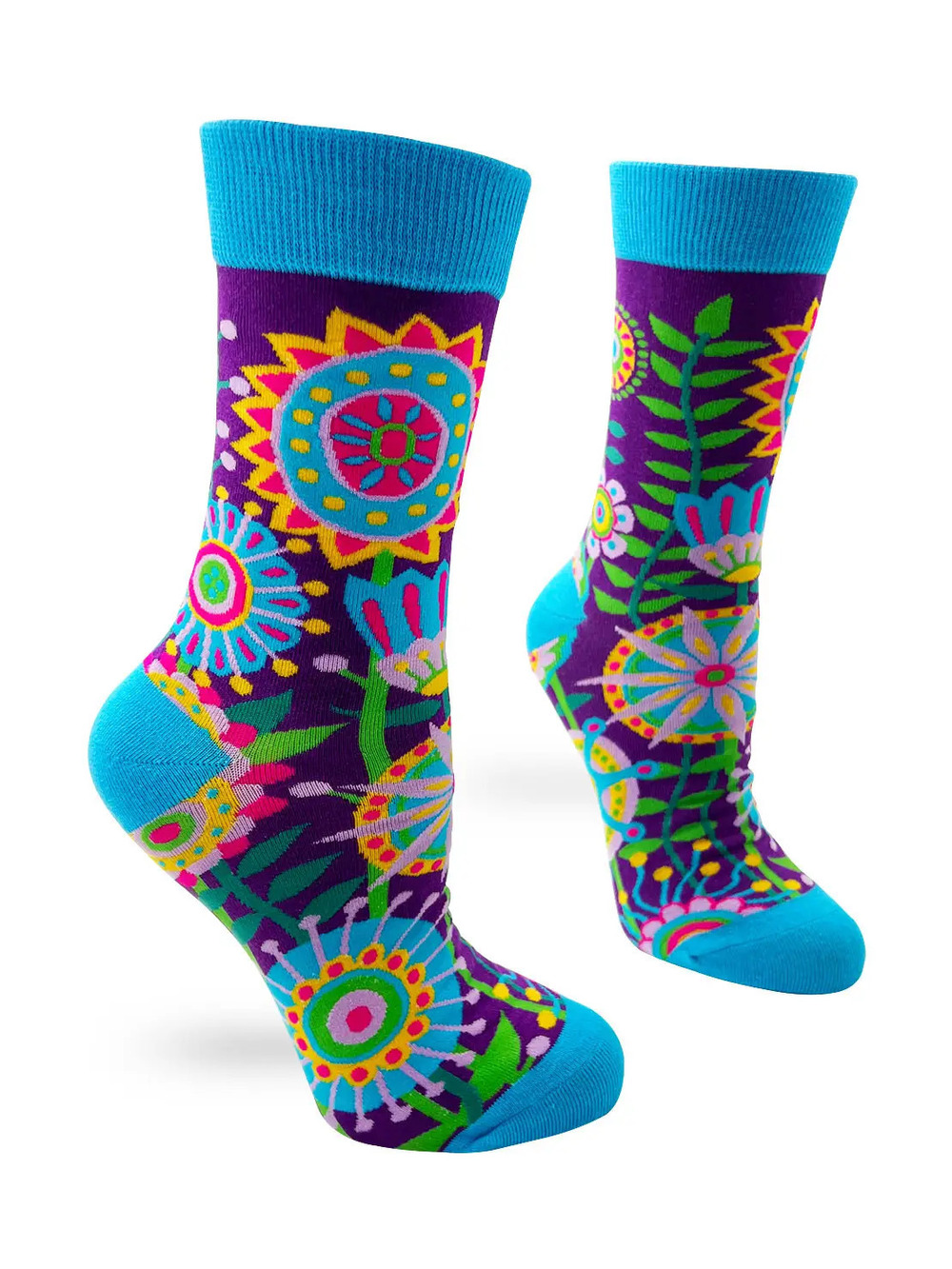 FD5 | Fabdaz Women's Novelty Crew Socks | Funky Floral | Size 5-10
